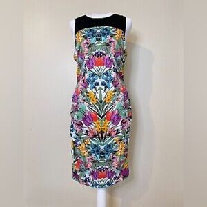 Nicole by Nicole Miller Floral Print T-Back Lined Zipper Sheath Dress size 8 NWT